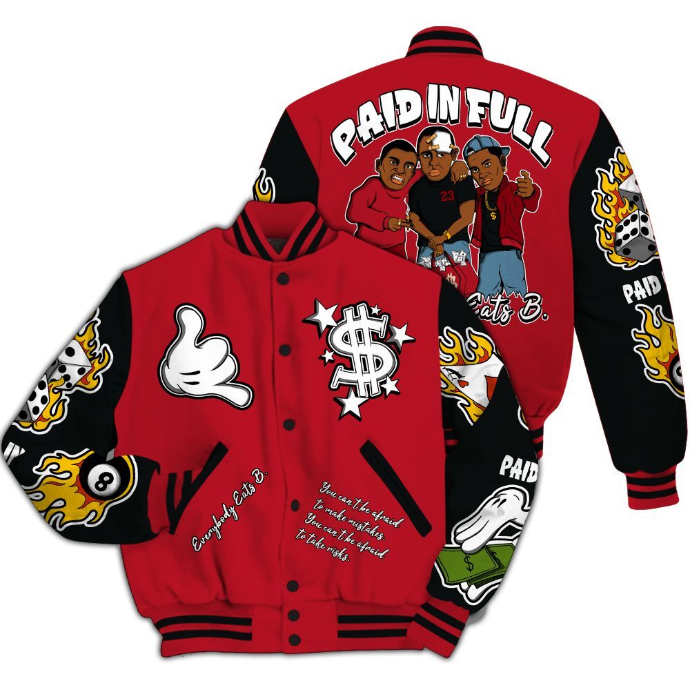 Varsity Jacket To Match Retro Raging Bull 5s - Everybody Paid In Full Graphic All Over Print