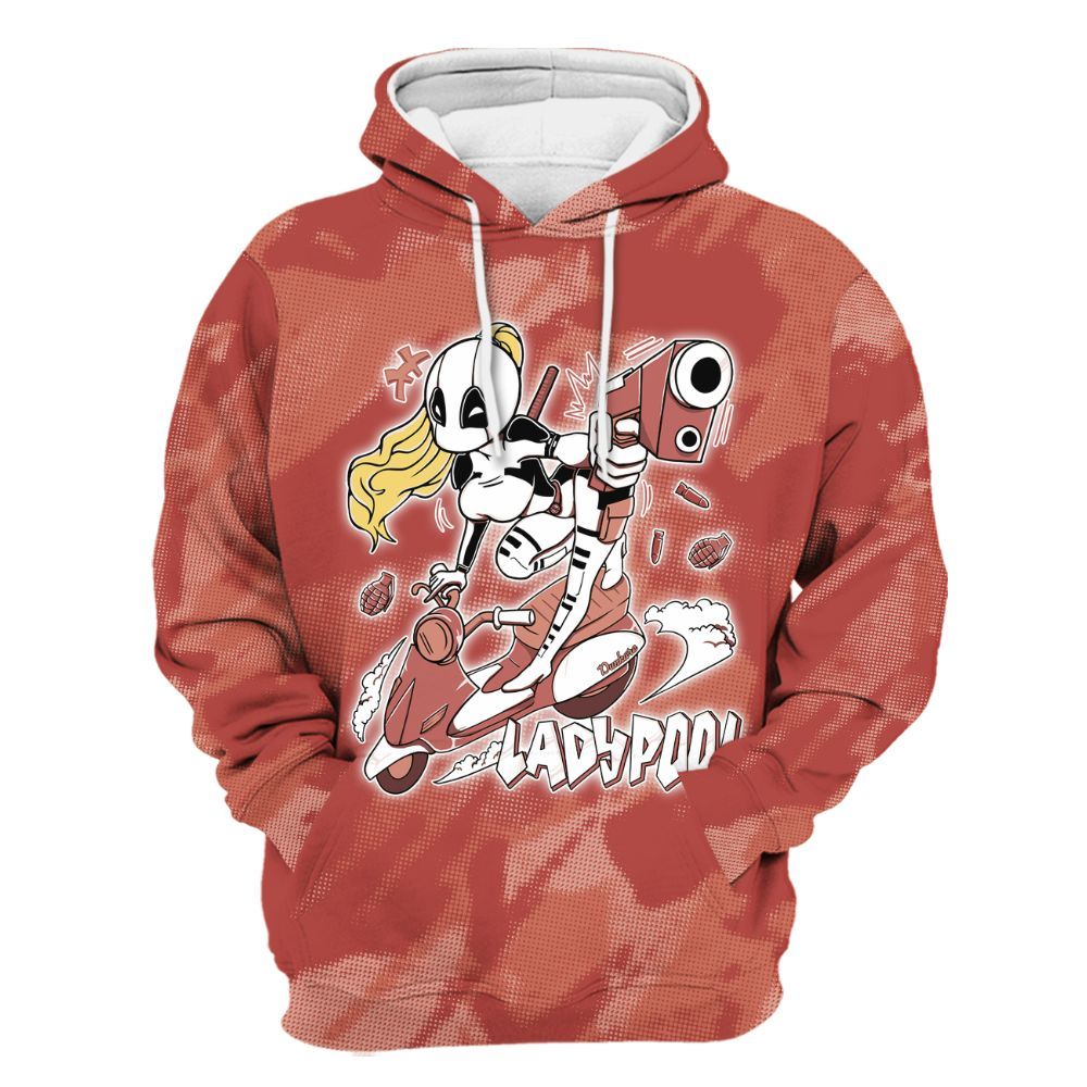 Hoodie To Match Dune Red 13s - Lady Pool Cartoon Abstract Halftone All Over Print