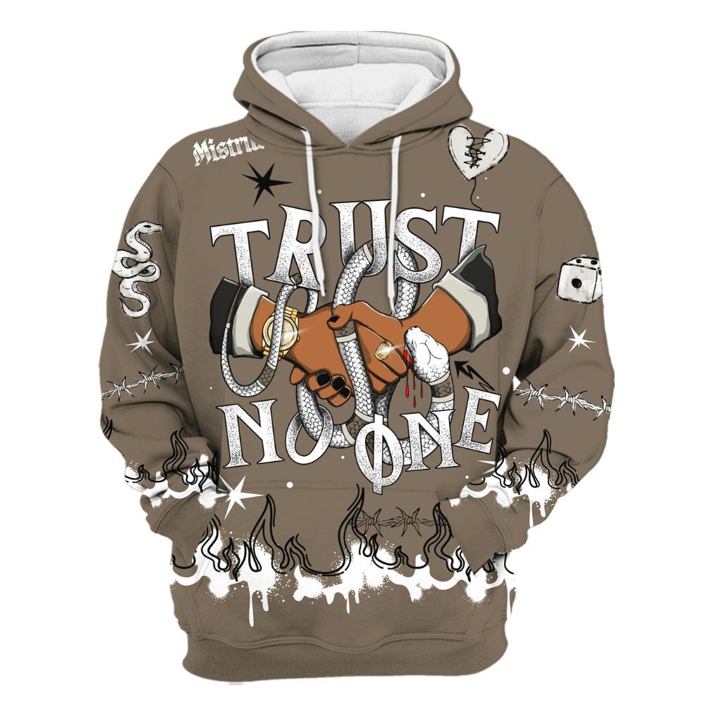 Hoodie To Match Low OG Dark Mocha 1s - Trust No One Snake-Bite Doodle Crayon All Over Print