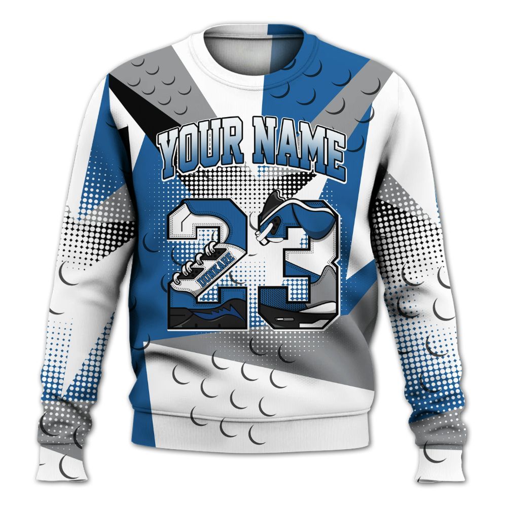 Sweatshirt To Match French Blue 13s - Poly Custom Name Number 23 5s All Over Print