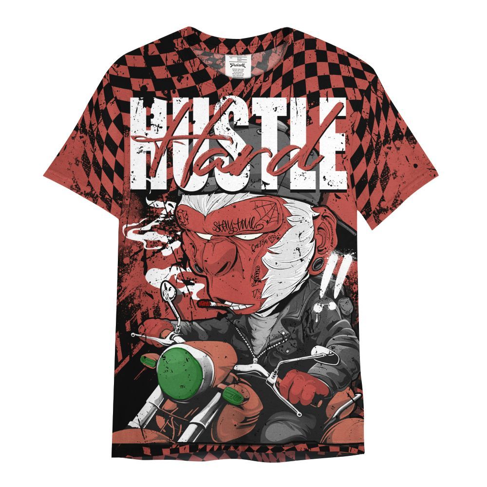 Shirt To Match Dune Red 13s - Hustle Hard Monkey All Over Print