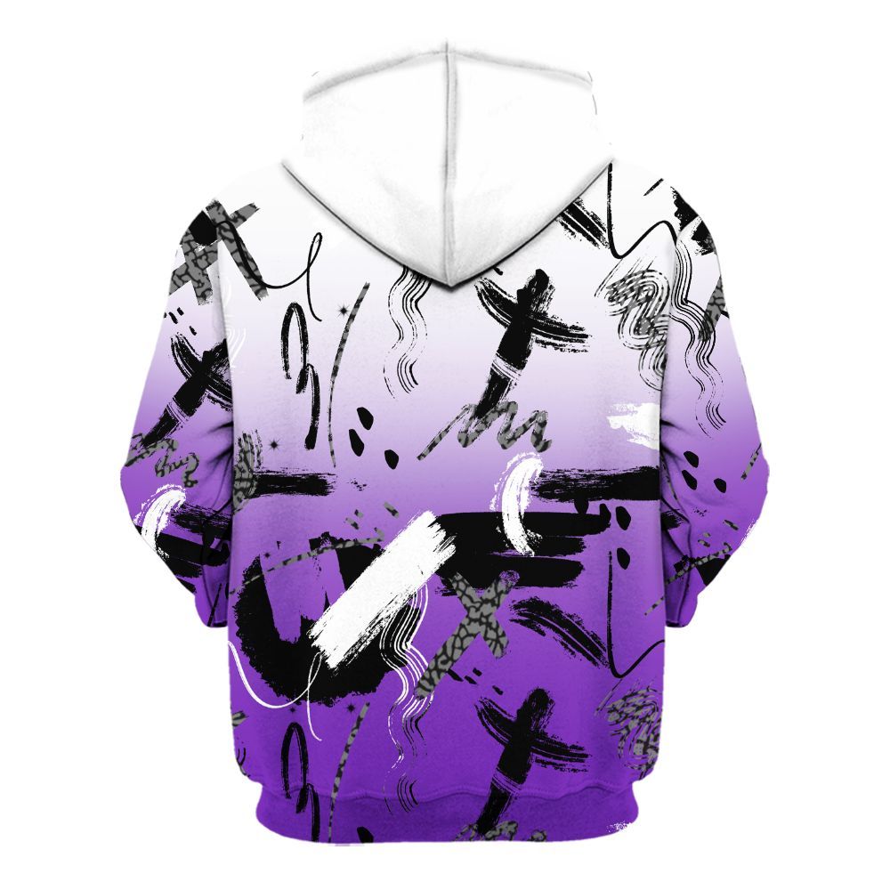 Hoodie To Match Retro Dark Iris 3s - Money Hustle Grind Pray All Over Print