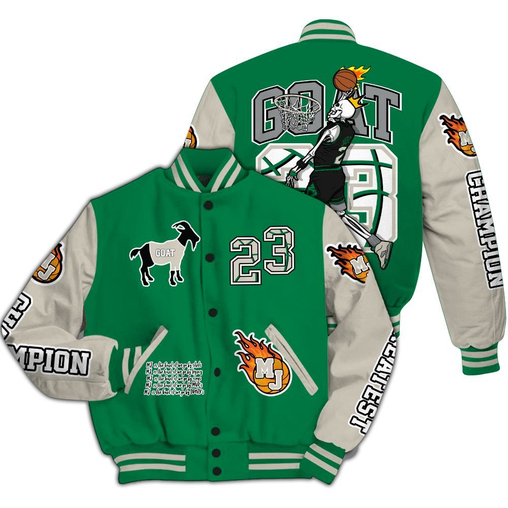 Varsity Jacket To Match Lucky Green 2s - 23 G.0.A.T Jump Up Basketball All Over Print