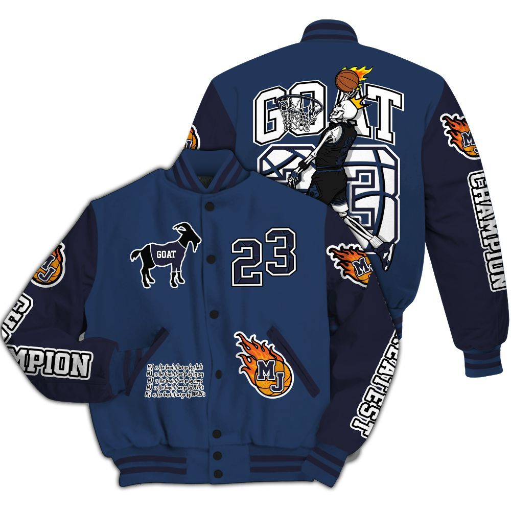 Varsity Jacket To Match Low 85 Metallic Blue 1s - 23 G.0.A.T Jump Up Basketball All Over Print