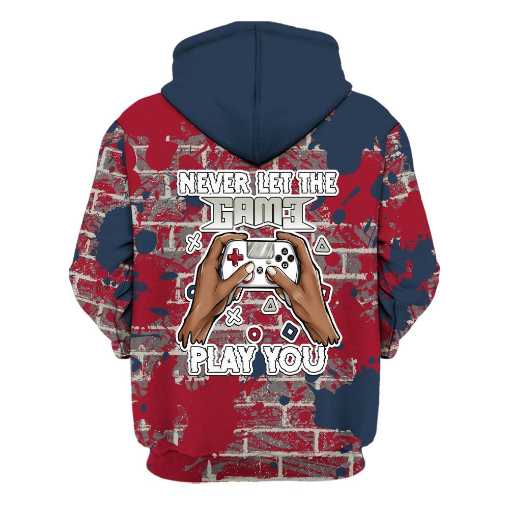 Hoodie To Match White Midnight Navy 6s - PlayGame Human Brick All Over Print