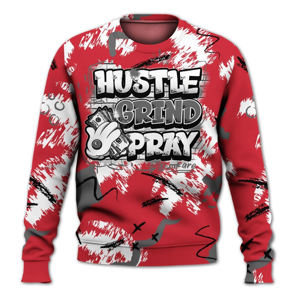 Sweatshirt To Match Bunny 2025 8s - Hustle Grind Pray Graphic Street Style All Over Print