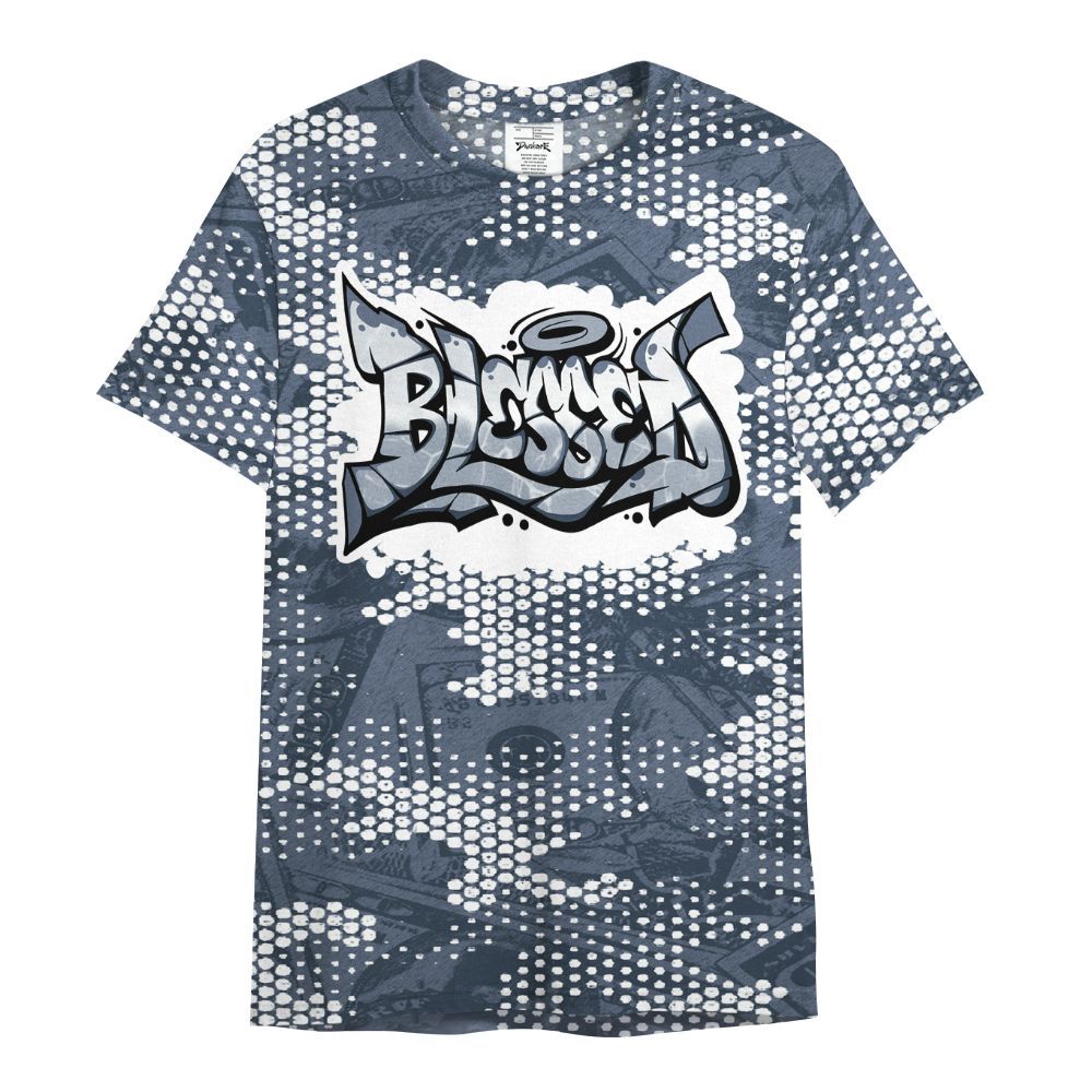 Shirt To Match Low Diffused Blue 11s - Blessing Graphic Banknotes All Over Print