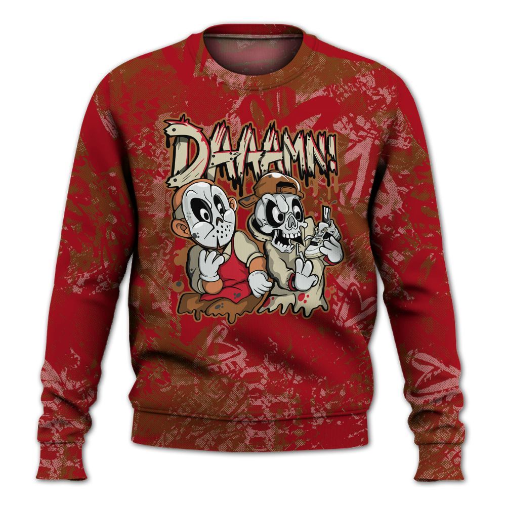Sweatshirt To Match Archaeo Brown 5s - Damn Shoe Graphic Heart Grunge All Over Print