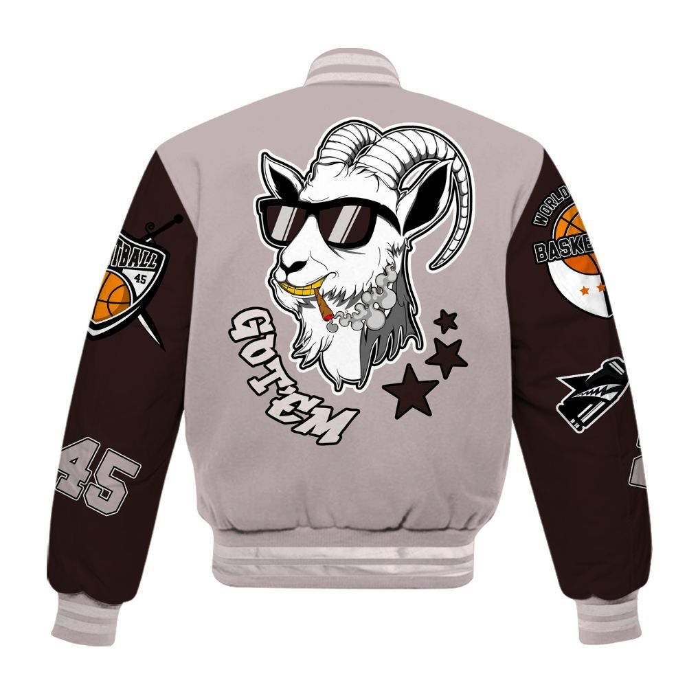 Varsity Jacket To Match AMM Air Smokey Mauve 6s - The GOAT Got Em All Over Print