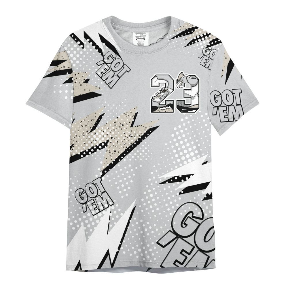 Shirt To Match Metallic Silver 2024 5s - Custom Name Number 23 5s All Over Print