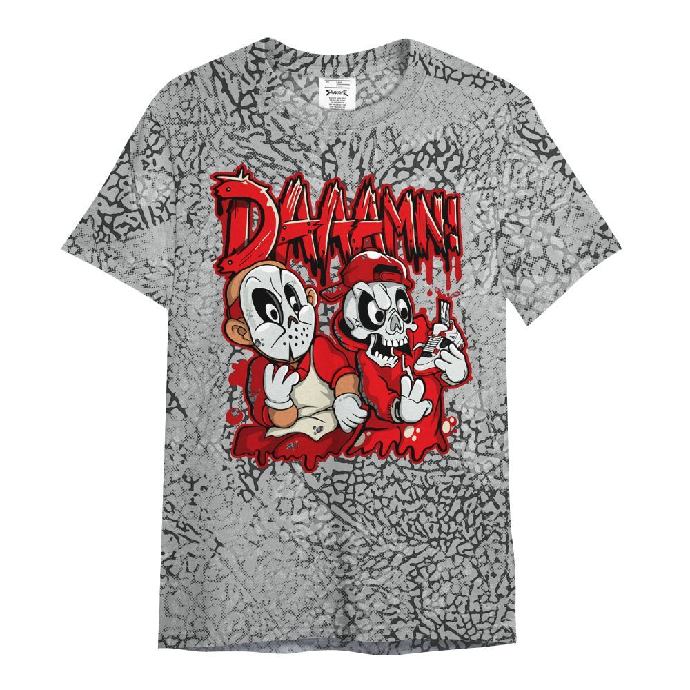 Shirt To Match Cement Grey 3s - Damn Shoe Graphic Heart Grunge All Over Print