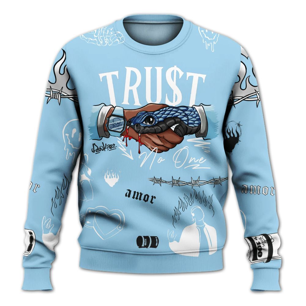 Sweatshirt To Match Legend Blue 11s - Trust No One Graphic All Over Print