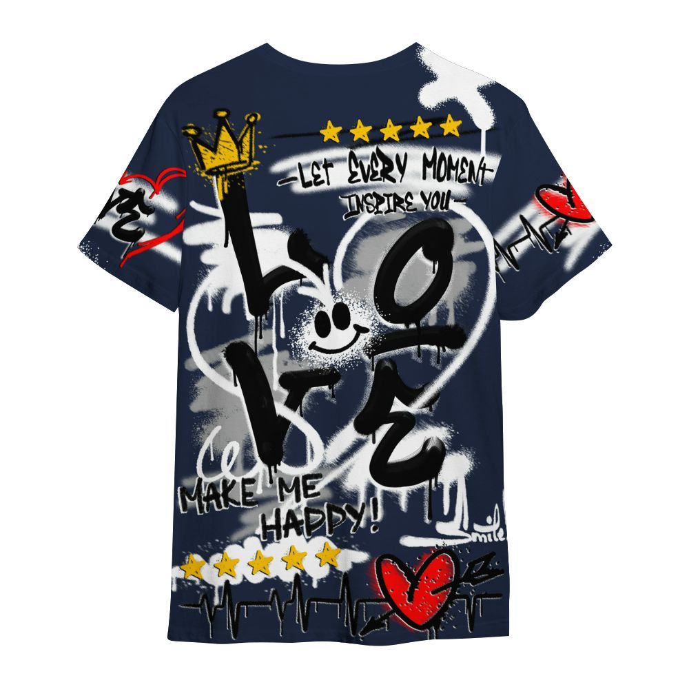 Shirt To Match Dunk Low White Midnight Navy - Happy Love Beats Graffiti Streetwear All Over Print