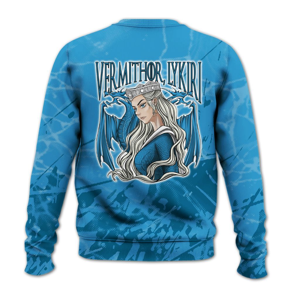 Sweatshirt To Match Powder Blue 9s - Dragon's Mom! Profound All Over Print