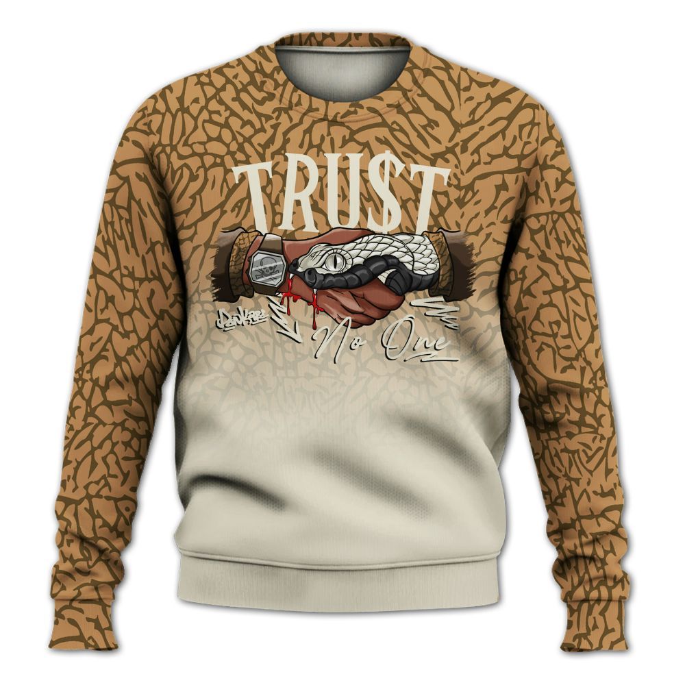 Sweatshirt To Match Orewood Brown 3s - Snake Trust No One Drip All Over Print