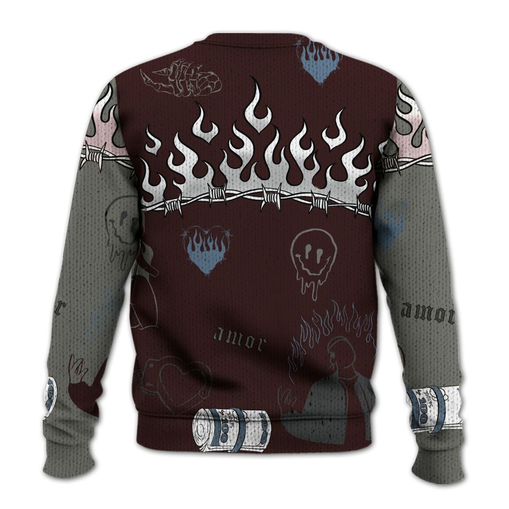 Knitted Sweater To Match Burgundy 5s - Snake Trust No One