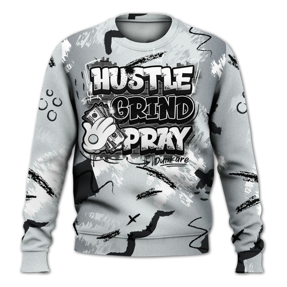 Sweatshirt To Match Cap And Gown 6s - Hustle Grind Pray Graphic Street Style All Over Print