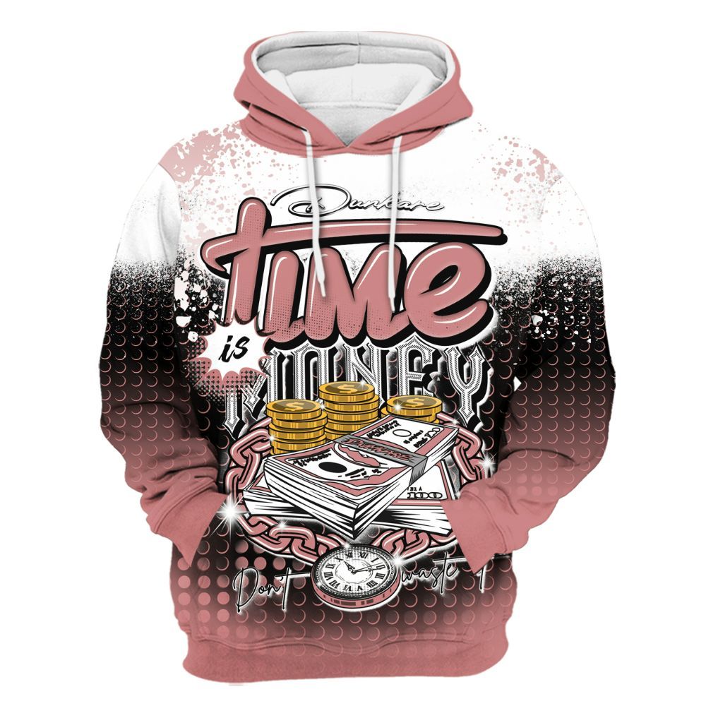 Hoodie To Match Low OG Rust Pink 1s - Halftone Time Is Money All Over Print