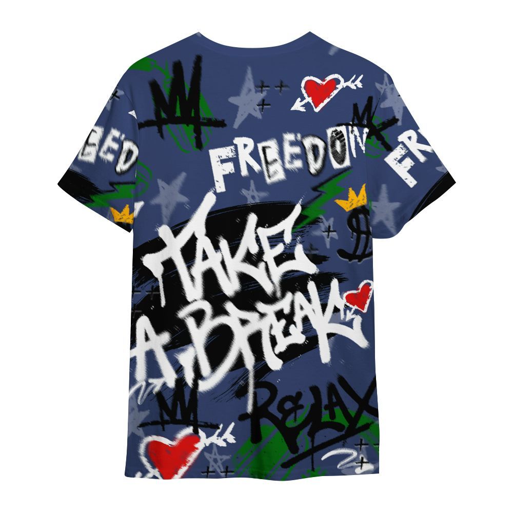 Shirt To Match Midnight Navy 13s - Take Break Freedom Graffiti Streetwear All Over Print