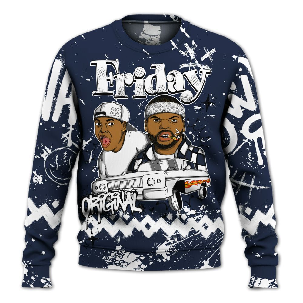 Sweatshirt To Match Dunk Low White Midnight Navy - Friday Sneaker Crayon All Over Print