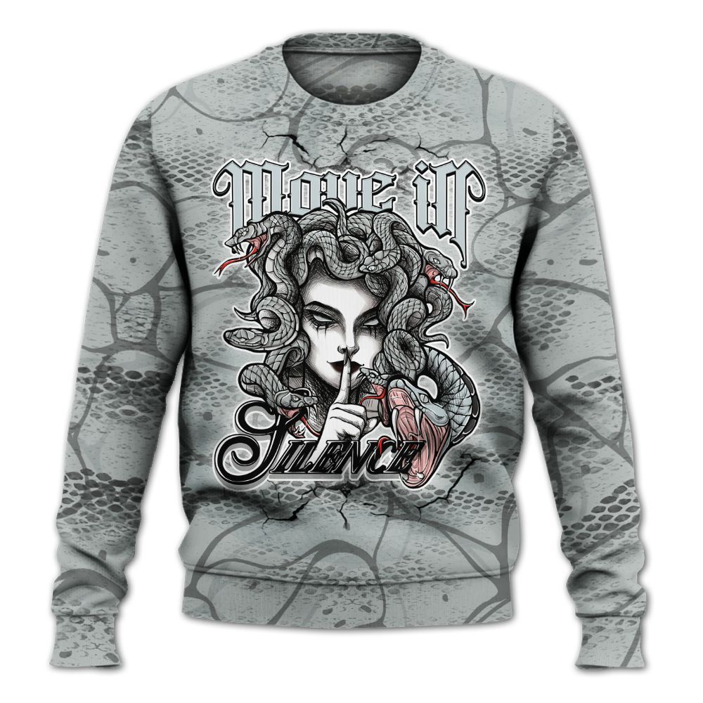 Sweatshirt To Match Black Wolf Grey 12s - Girl Move In Silence All Over Print