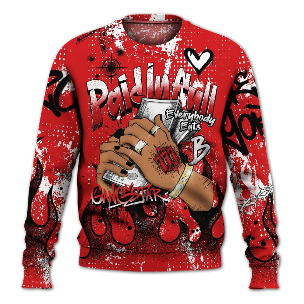 Sweatshirt To Match Low Bred 11s - Lucky Money Paid In Full Graffiti All Over Print
