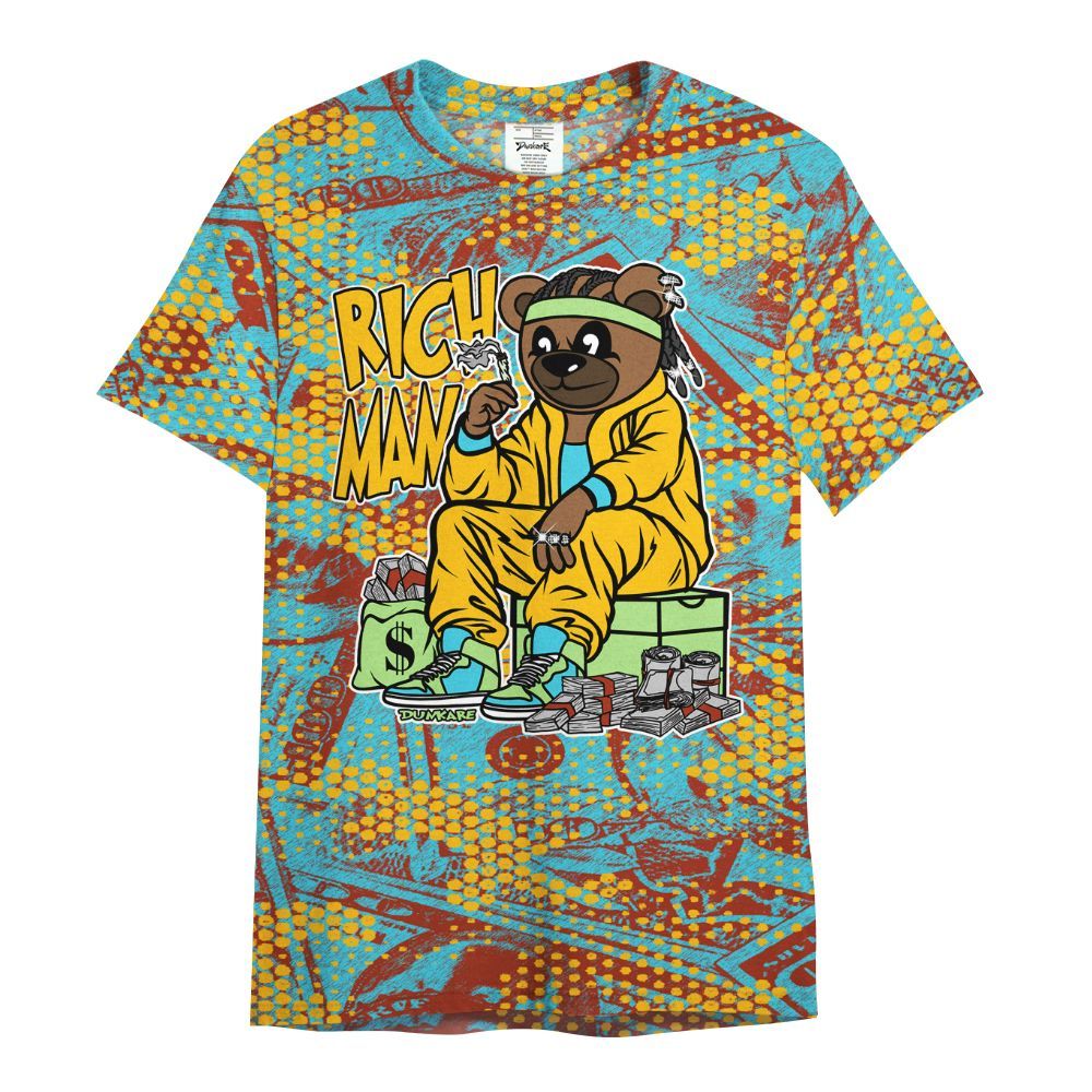Shirt To Match SB Dunk Di'Orr Greenwood - Rich Man Bear Banknotes Art All Over Print