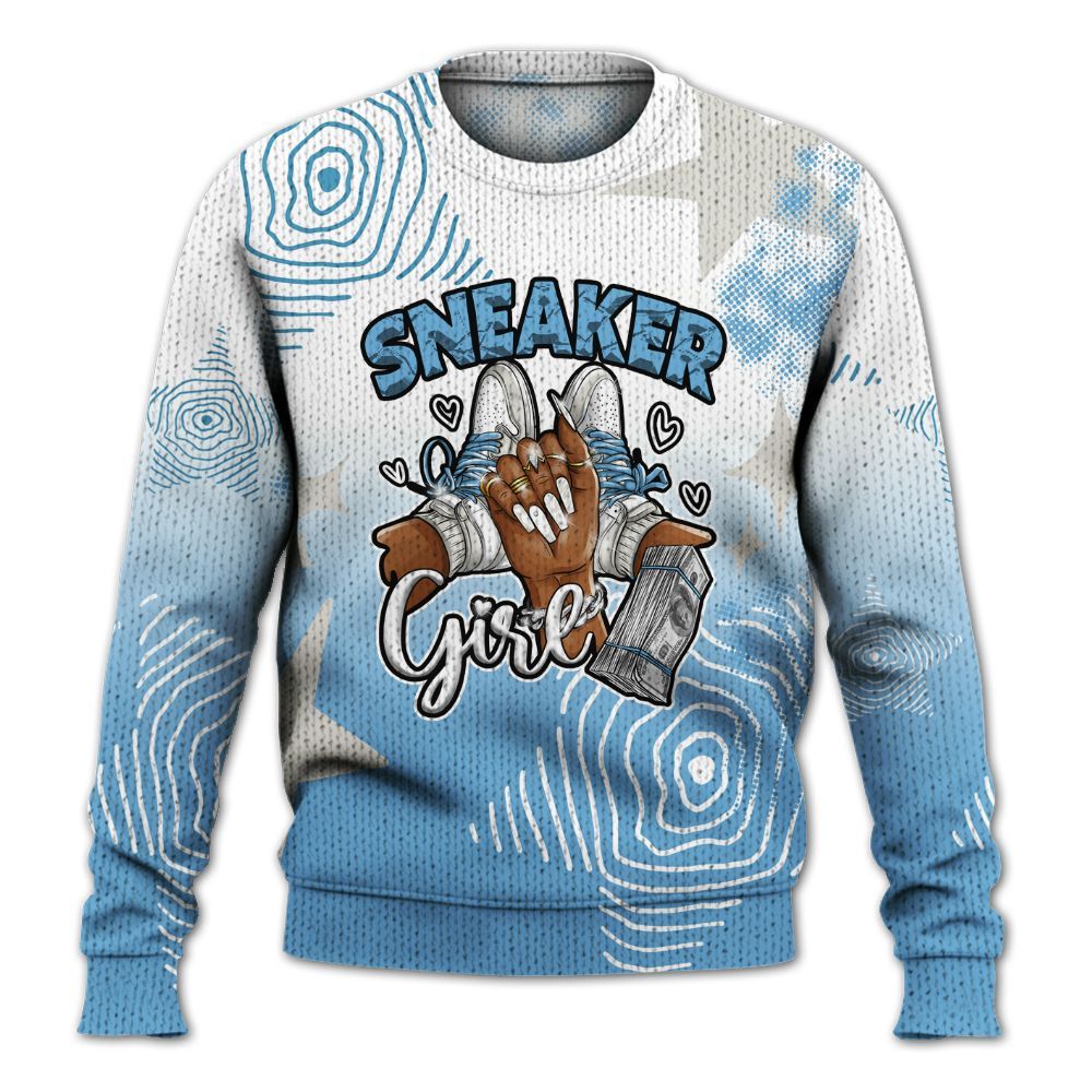 Knitted Sweater To Match SB Dunk Low University Blue - Sneakerz Girlz Unique Starz