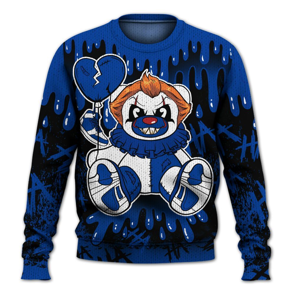 Knitted Sweater To Match Hyper Royal 12s - Shoe Game Bear Drip