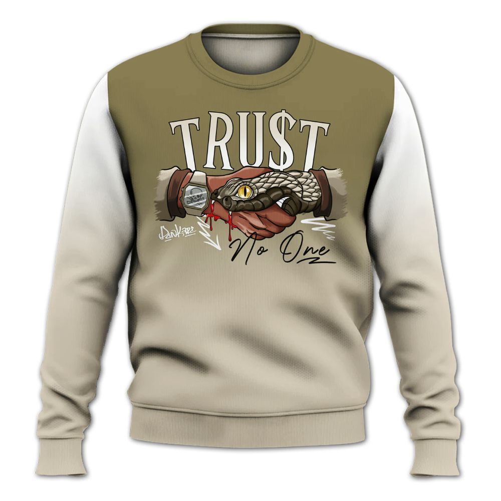 Sweatshirt To Match Sail Neutral Olive 6s - Snake Trust No One Drip All Over Print