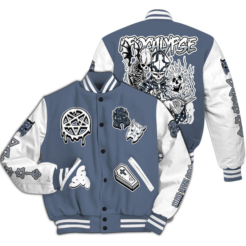 Varsity Jacket To Match Low Diffused Blue 11s - Apocalypse Skeleton All Over Print