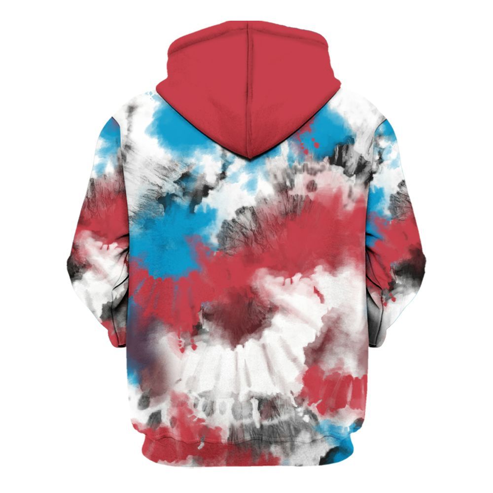 Hoodie To Match High OG University Red Dark Powder Blue 1s - Tie Dye FK Around Find Out All Over Print