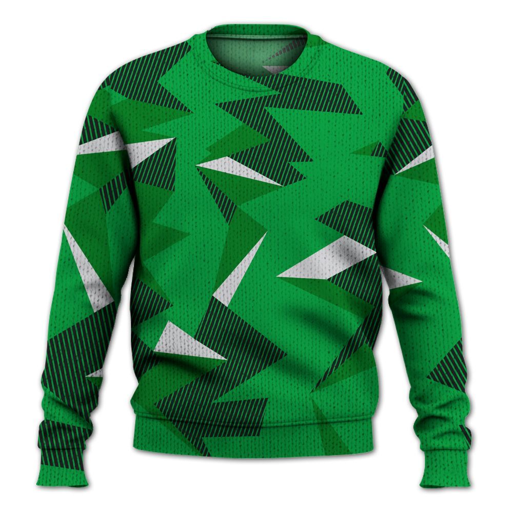 Knitted Sweater To Match Low Lucky Green 1s - Geometric Camouflage Pattern