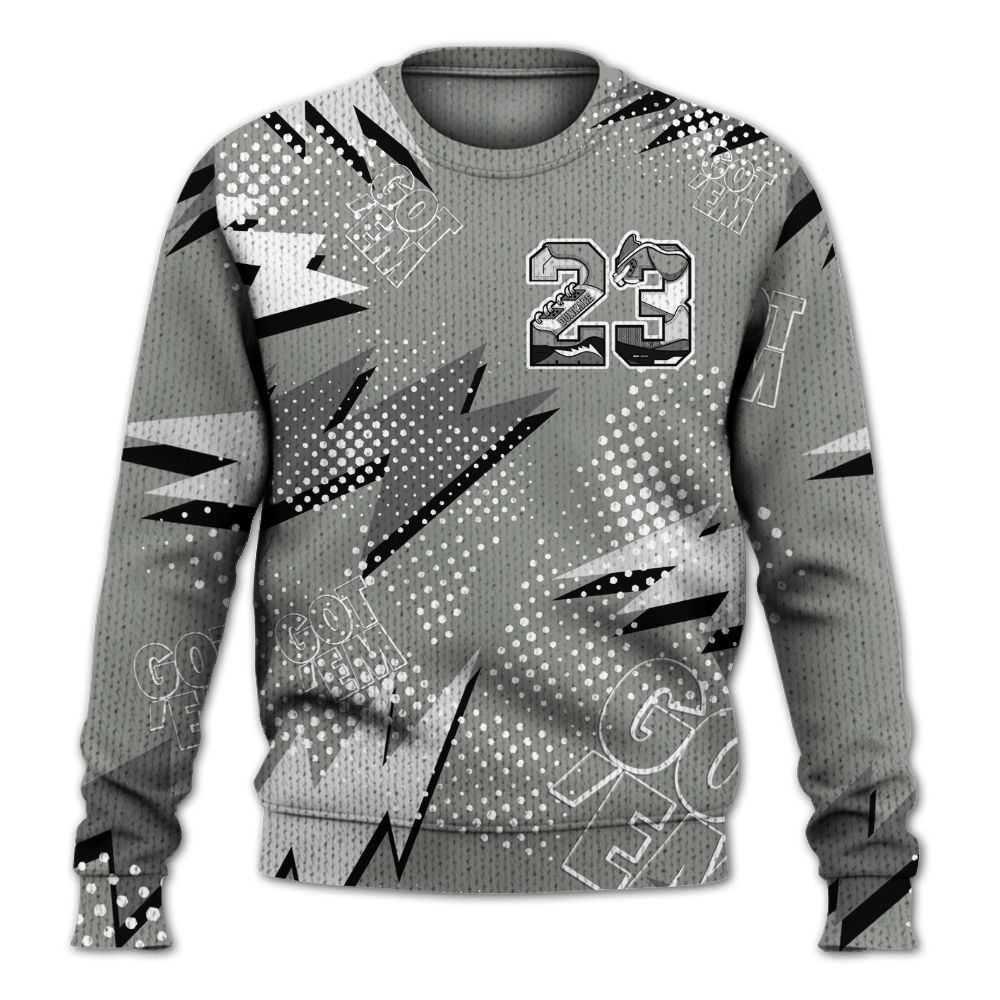 Knitted Sweater To Match Paris Cement Grey 4s - Custom Name Number 23 5s