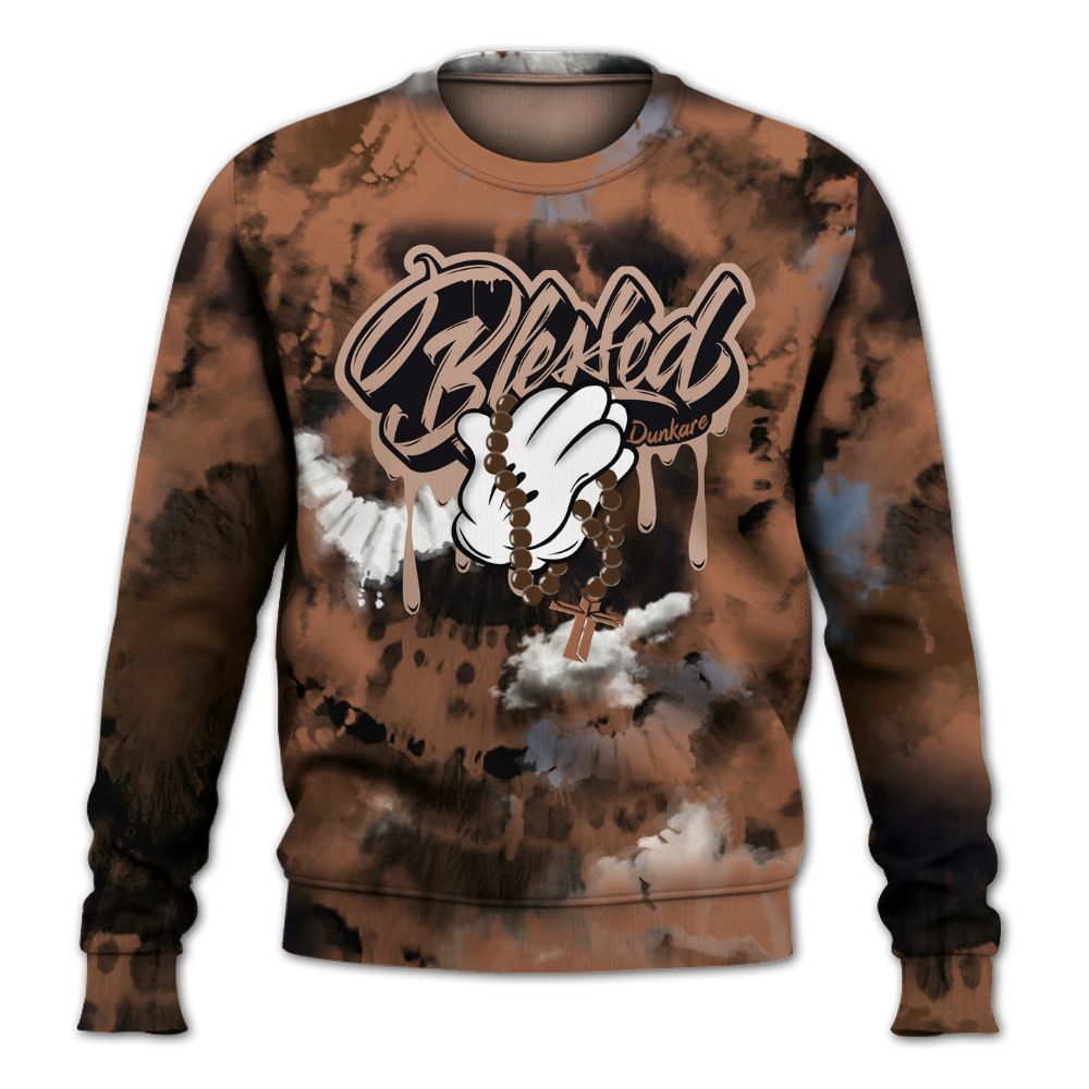 Sweatshirt To Match Air Foamposite Metallic Copper - God Blessed Tie Dye All Over Print