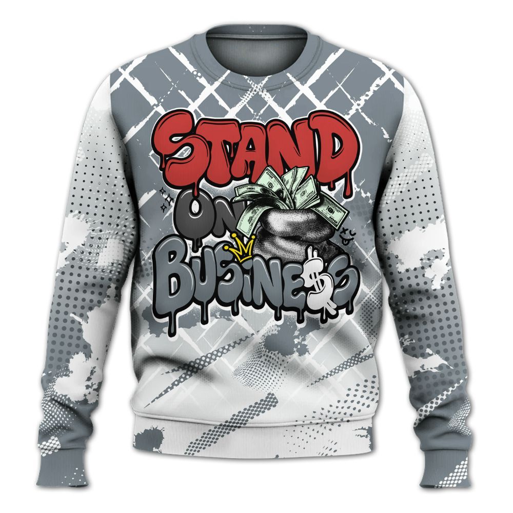Sweatshirt To Match Wolf Grey 13s - Halftone Stand Business Dripping All Over Print