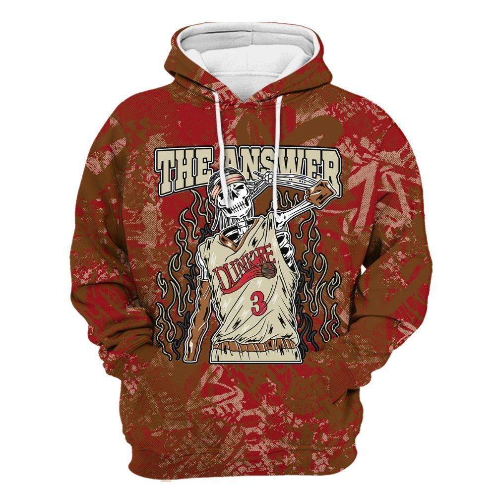 Hoodie To Match Archaeo Brown 5s - Allen Answer Skeleton Heart All Over Print