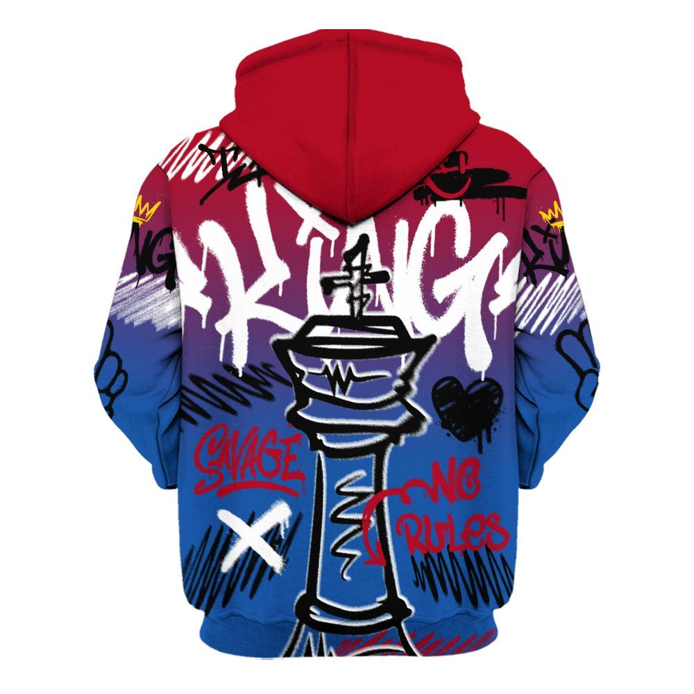 Hoodie To Match Air Griffey Max Black Red Navy Blue 1s - Street King Chess Streetwear All Over Print