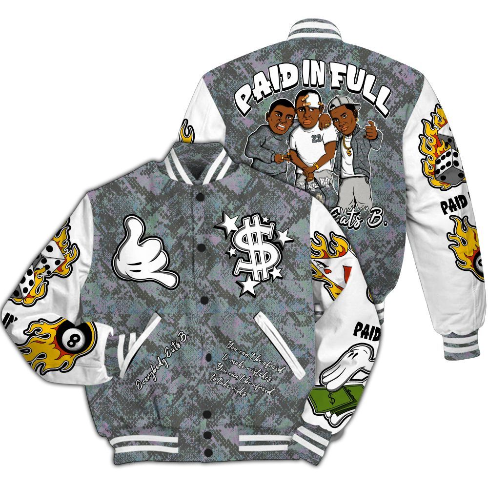 Varsity Jacket To Match Low CNY Year Of The Snake 11s - Funny Everybody Paid In Full Graphic All Over Print