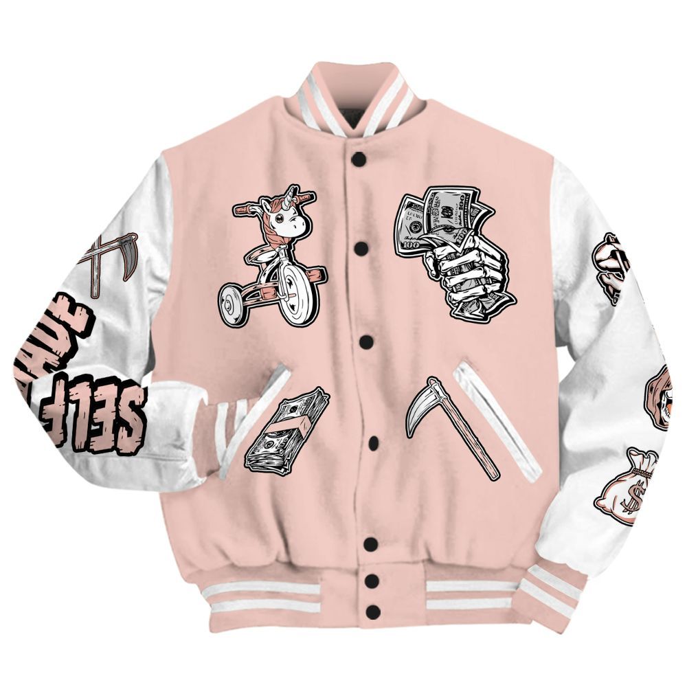 Varsity Jacket To Match Low Legend Pink 11s - Self Make Skeleton All Over Print