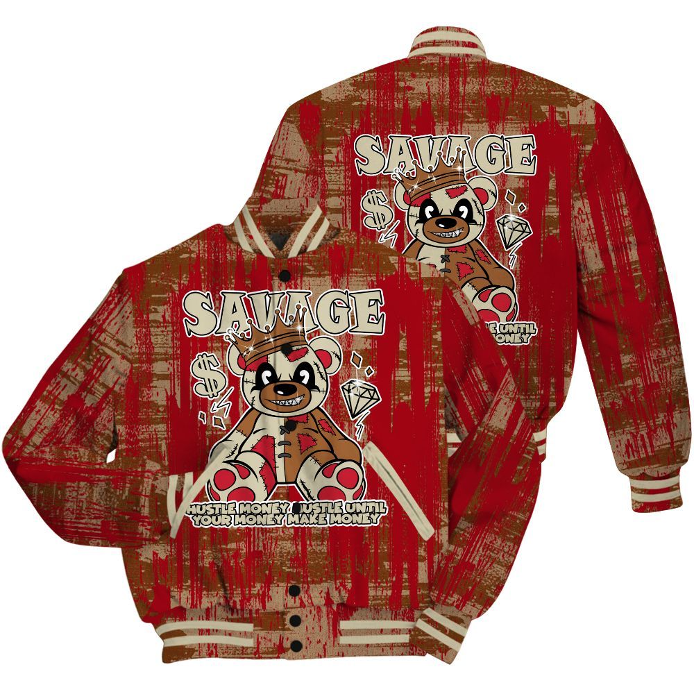 Varsity Jacket To Match Archaeo Brown 5s Shirt - Savages Bear Glitch Art All Over Print