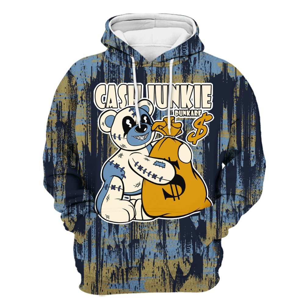 Hoodie To Match High OG First In Flight 1s - Cashs Junkie Bear Glitch Art All Over Print