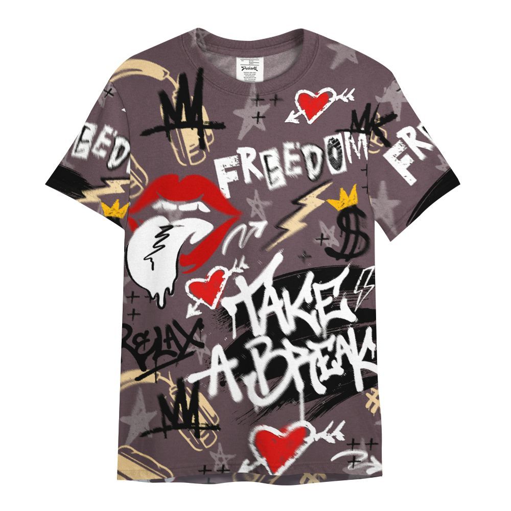 Shirt To Match AMM Black 3s - Take Break Freedom Graffiti Streetwear All Over Print