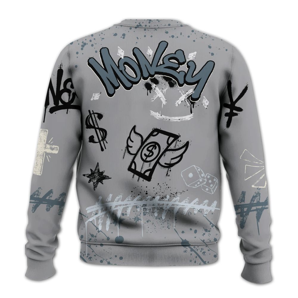 Sweatshirt To Match Retro Light Graphite Wolf Grey 5s - Everybody Paid In Full Crayon All Over Print