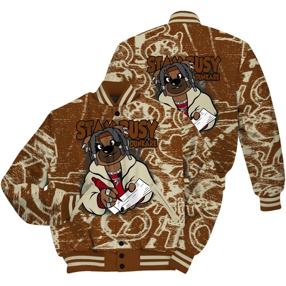 Varsity Jacket To Match Archaeo Brown 5s Shirt - Maintain Activity Bear Avant-Garde All Over Print