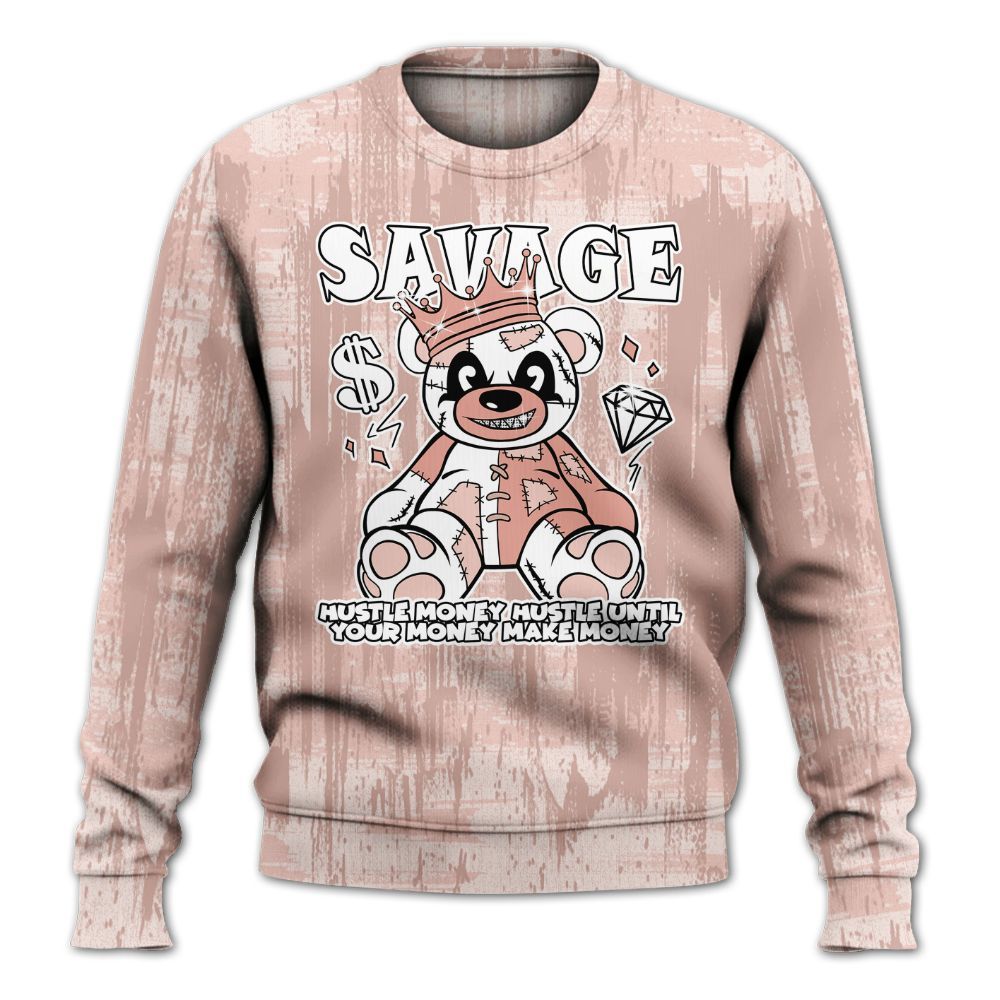 Sweatshirt To Match Low Legend Pink 11s - Savages Bear Glitch Art All Over Print