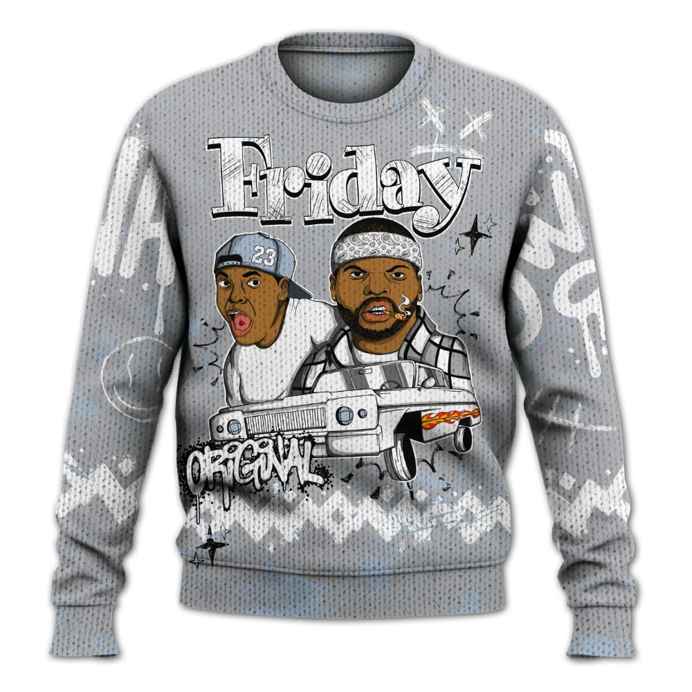 Knitted Sweater To Match Low OG Wolf Grey 1s - Friday Sneaker Crayon