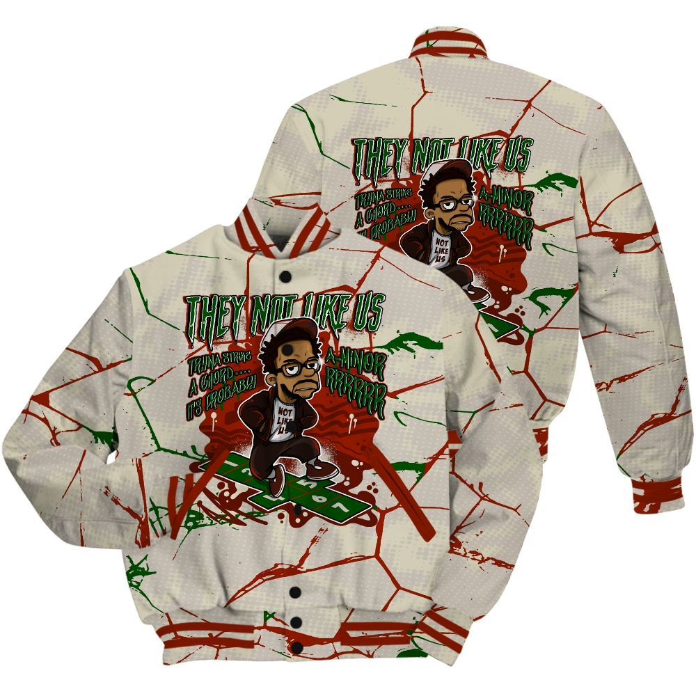 Varsity Jacket To Match El Grito 5s Shirt - Hopscotch Dislike Us Graphic Crack All Over Print