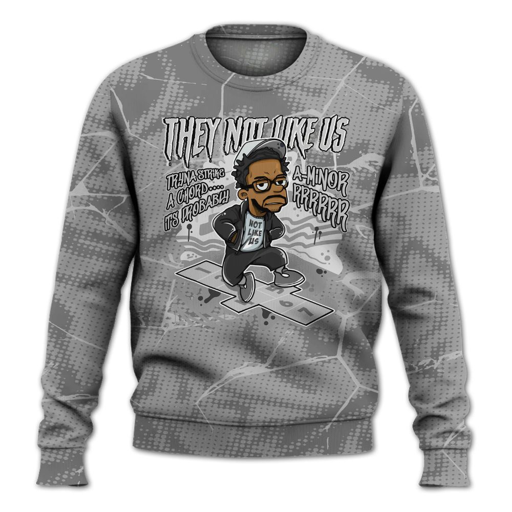 Sweatshirt To Match Black Wolf Grey 12s - Hopscotch Dislike Us Graphic Crack All Over Print