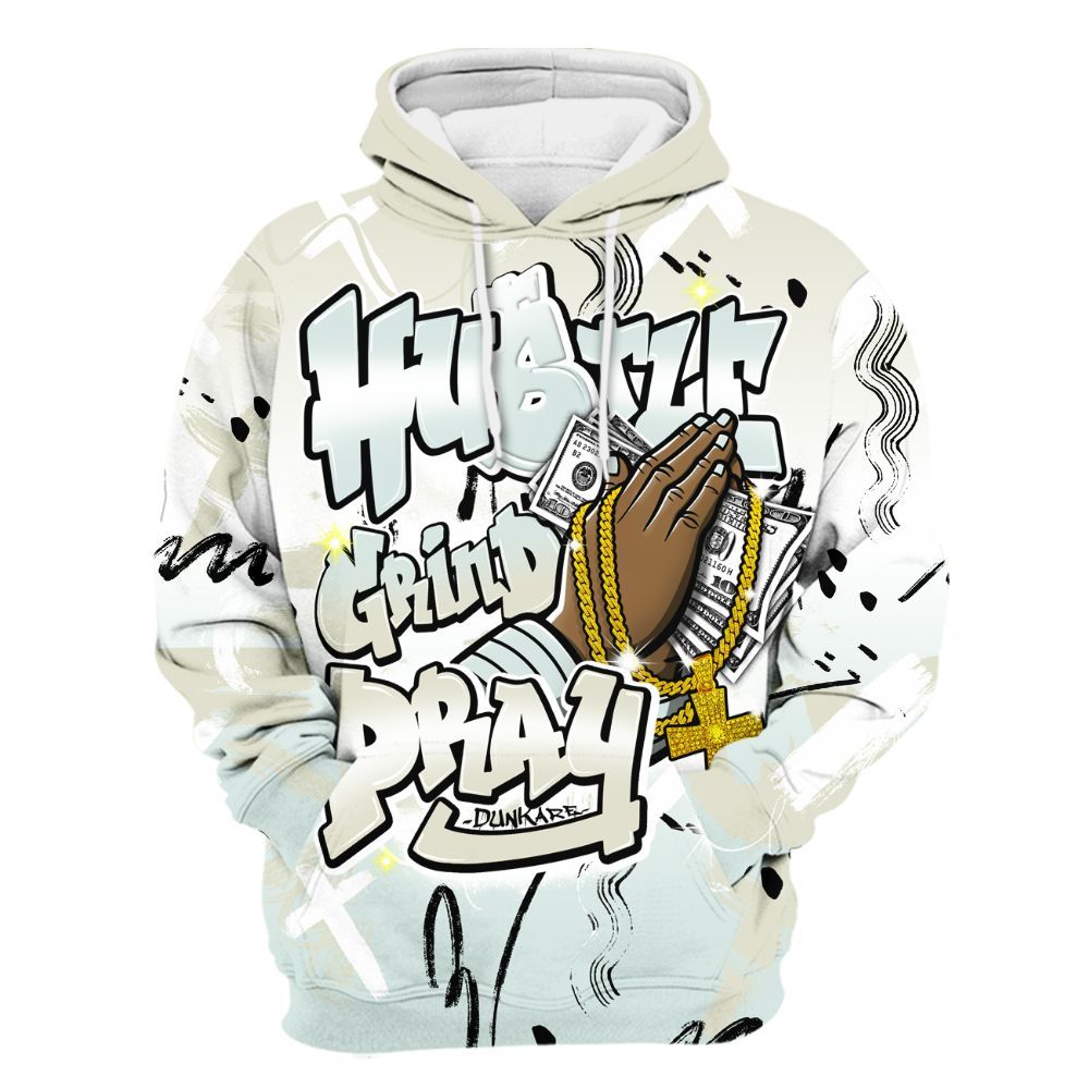Hoodie To Match Pure Platinum 4s - Money Hustle Grind Pray All Over Print